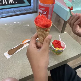 Sherbet on a cone