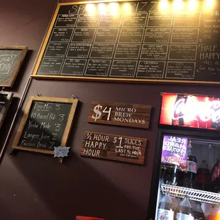 Pizza menu