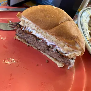 Gourmet Burger with Goat Cheese and Bacon.
