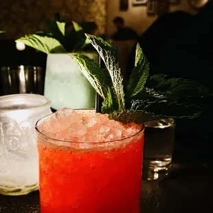 a close up of a drink in a glass