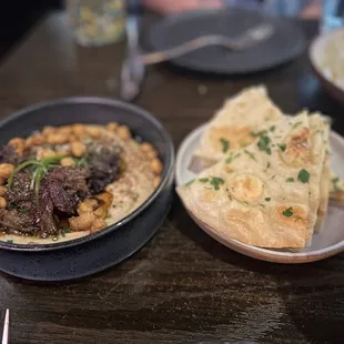 Oxtail Hummus w/ Crispy Chickpeas
