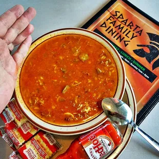Look the size of the BIGGEST BOWL faboulus Chicken Gumbo Soup Delicious