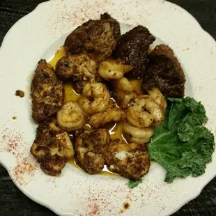 Cajun Platter, Filet, Shrimp and Chicken