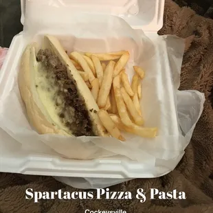 a meal in a styrofoam container