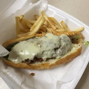 Cheesesteak sub with extra provolone was delicious