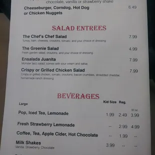 a menu for a restaurant