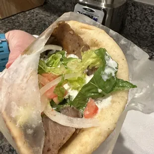 Nicely wrapped up Traditional Gyro