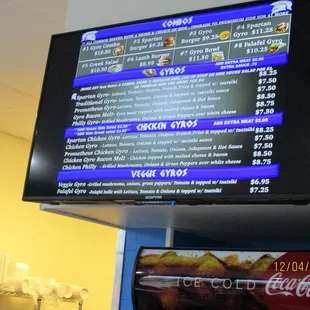Spartan Gyros: Menu Board 1