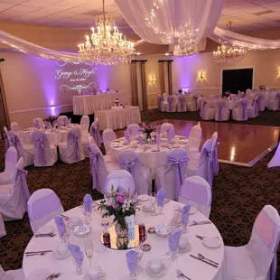 Wedding Reception Room with Chair Cover &amp; Bow  Ballroom