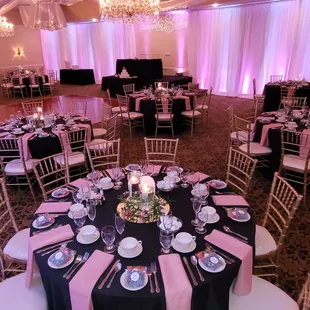 Wedding Reception Room Pink &amp; Black Colors
