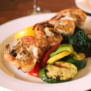 grilled shrimp and vegetables