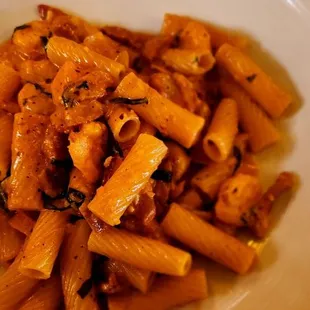 Sausage rigatoni with shrimp added