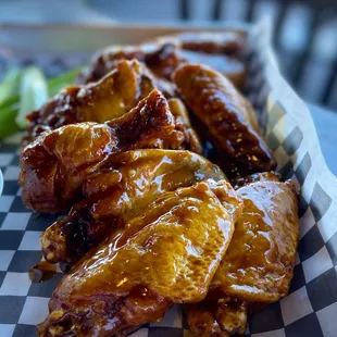 a basket of chicken wings