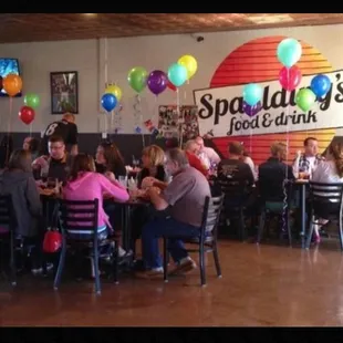 people eating at tables