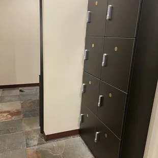 Secure lockers and you set the combination on the lock.