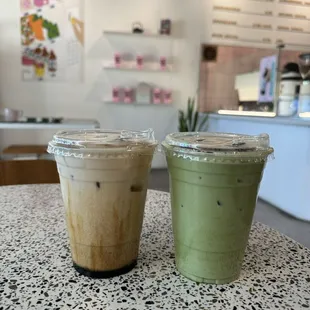 BSL and Rose Matcha. The black sugar latte with oatmilk was really good!