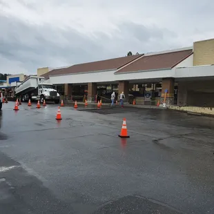 Parking lot being paved