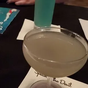 Water Lily and I think the drink in the back is called Blue Hawaiian