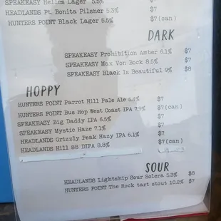 Menu on 3/4