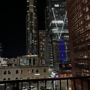 a view of a city at night