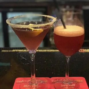 Raspberry Lemondrop and Mary Pickford. My Mary Pickford was the sweetest most delicious mixed drink I've ever had.