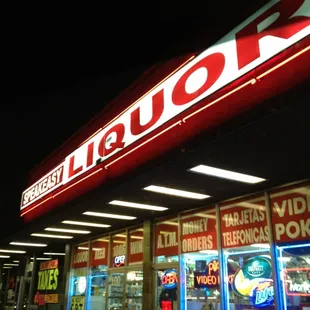 the outside of a liquor store