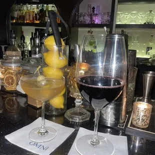 wine and dirty martini