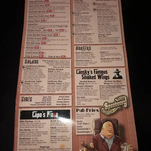 a menu for a restaurant