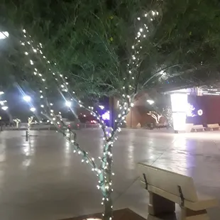 Nice bench to sit outside in front of casino and when they have live music they have let us drink there too.