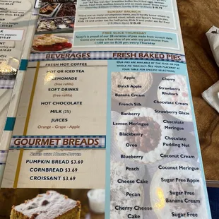 Menu as of May 2023