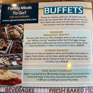 Menu as of May 2023