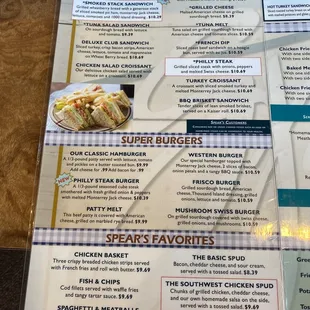 Menu as of May 2023