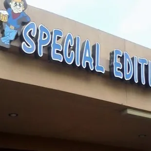 a sign for a special edition store