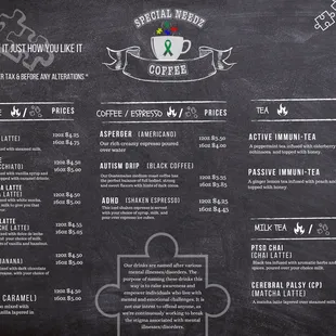 a blackboard menu