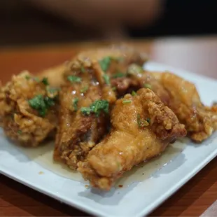a plate of fried chicken