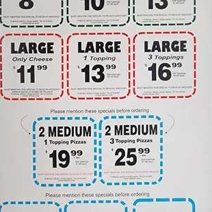 the price of a large pizza