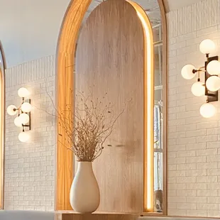 a dining area with tables and chairs