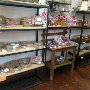 a variety of products on shelves