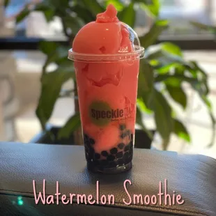 a smoothie in a plastic cup