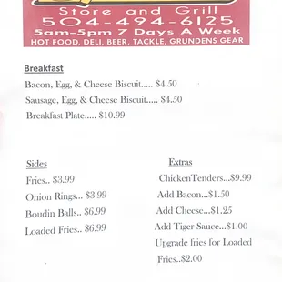 breakfast, sides, and extras