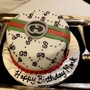 Gucci inspired birthday cake