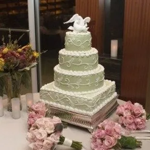 Sage green wedding cake
