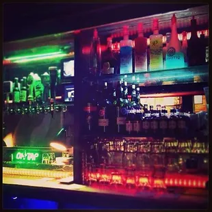 a bar with neon lights