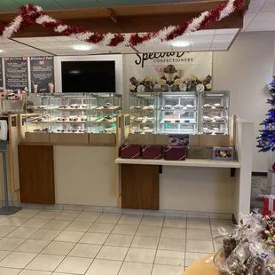 the interior of a bakery