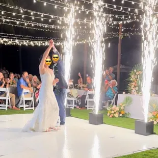 Cold sparks provided by Spectrum! They worked closely with us to time them perfectly during our first dance.