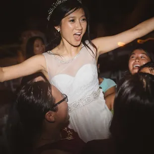 Bride having a good time on the dance floor!