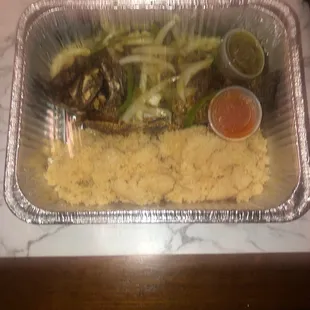 Antieke Stew with Fried Tilapia.