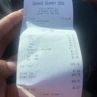 Receipt, high prices and skimpy food. #SpeedQueen