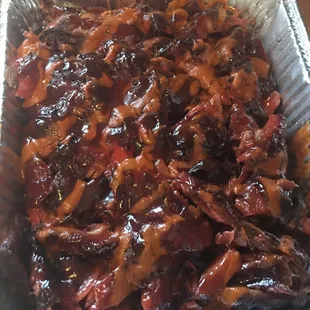 Pan of outside shoulder with mixed sauce. Fantastic!!!