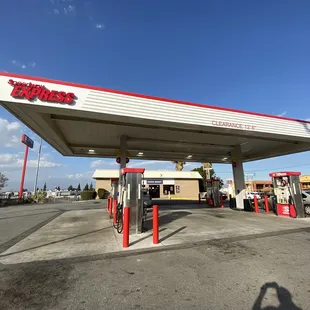 a view of a gas station